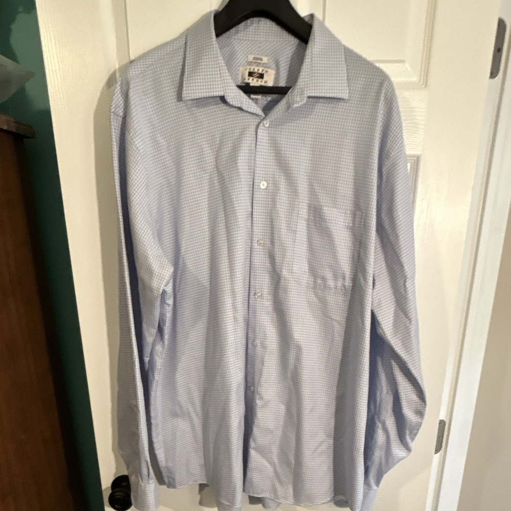 Joseph Abboud Non-Iron Classic Fit XXL Tall Blue/White Check Dress shirt